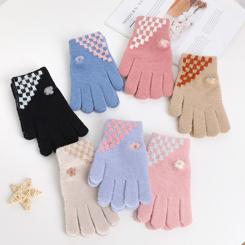 Women's Winter Korean Cute Knitted Warm Knitting Gloves