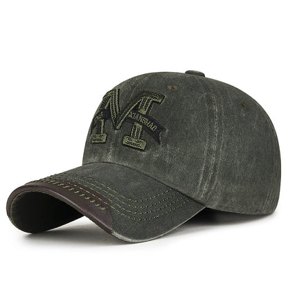 Women's & Men's Washed Distressed Letters Large Three-dimensional Embroidered Hats & Caps