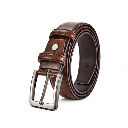 Men's Casual Pin Buckle Versatile Cowhide Medium Green Belts