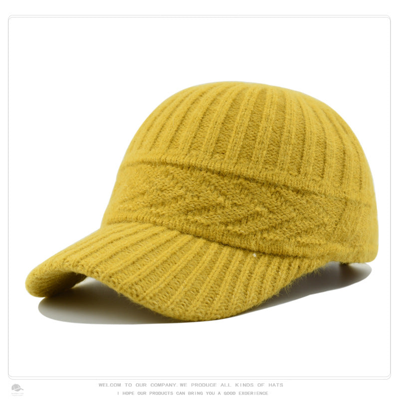 Women's Knitted Wool Baseball Korean Fashion Face Hats & Caps