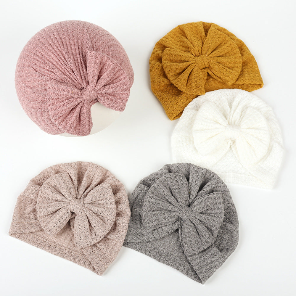 Children's Hat Solid Color Infant Beanie Bow Kids' Headwear