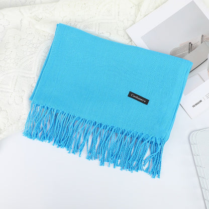 Solid Color Thickened Warm Embroidery Korean Scarfs