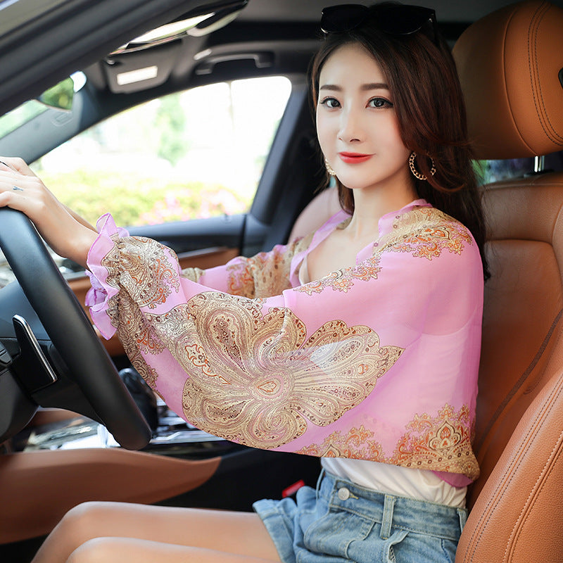 Women's Uv Driving Cycling Long Cuff Chiffon Scarfs