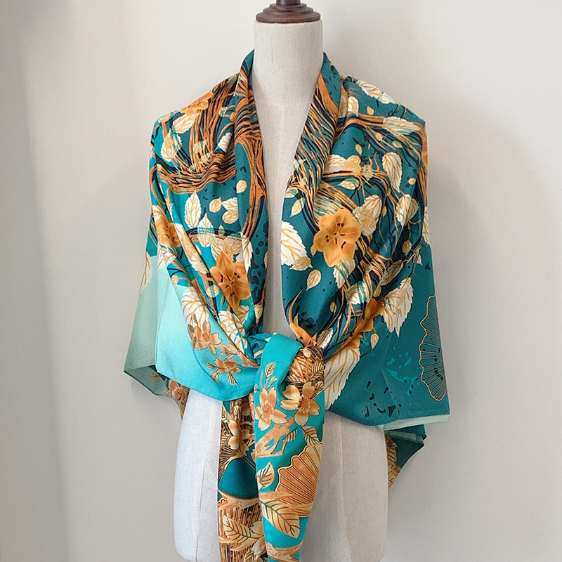 Leather Twill Artificial Silk Printed Large Scarfs