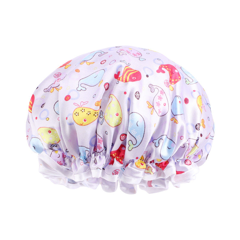 Children's Cartoon Satin Shower Waterproof Bath Hat Kids' Headwear