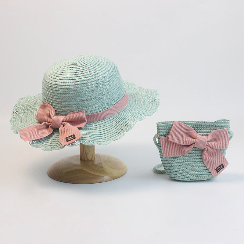 Children's Hat Straw Bow Sweet Cute Sun Kids' Headwear