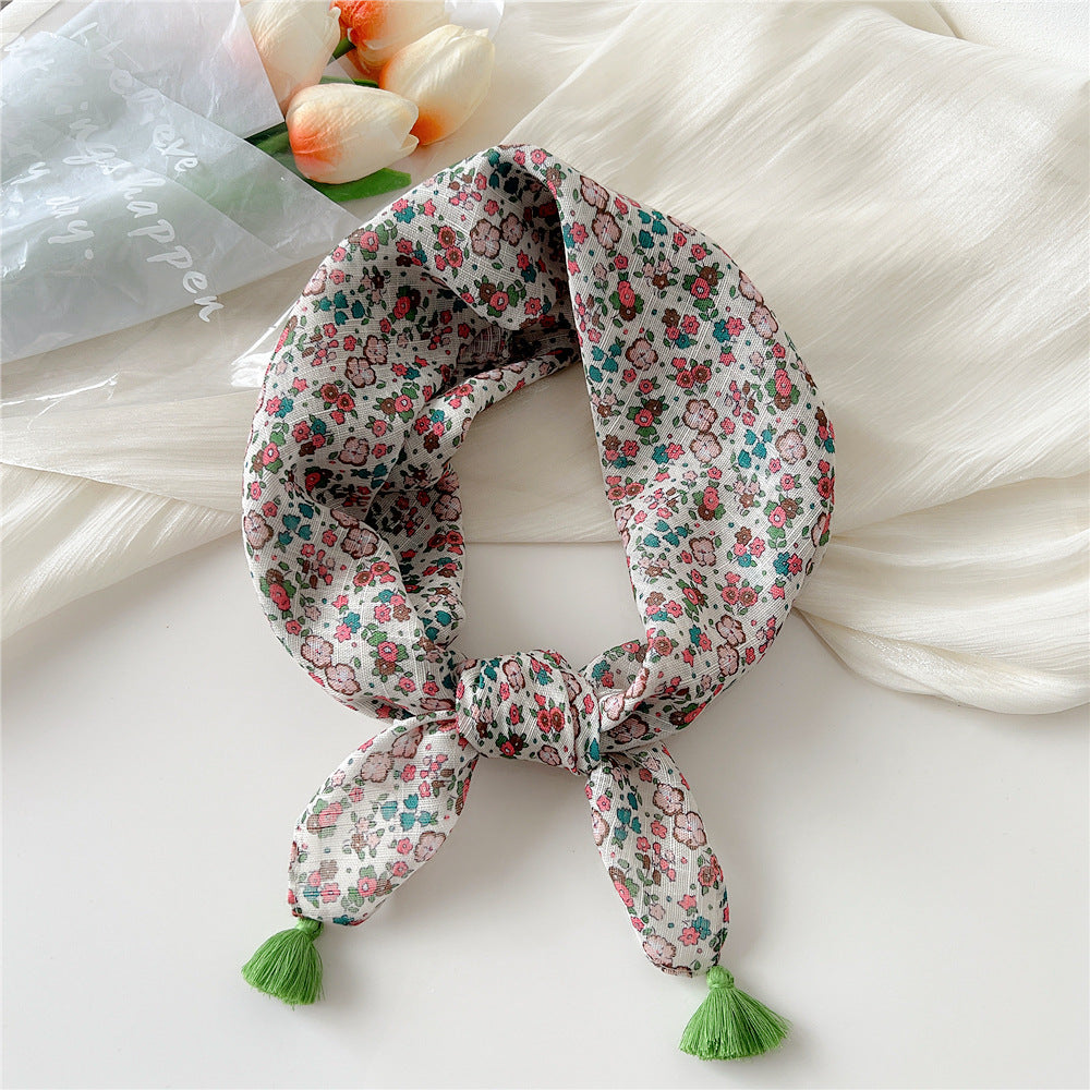 Women's Linen Small Square Towel Neck Decorative Scarfs