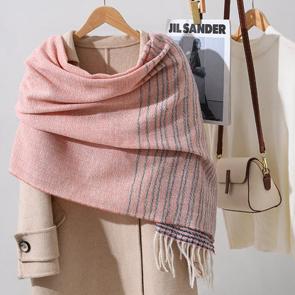 Women's Luxury Fashion Elegant Warm Vintage Stripe High-grade Scarfs