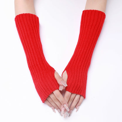 Women's & Men's Striped Wool Oversleeve Mid-length Knitted Warm Gloves