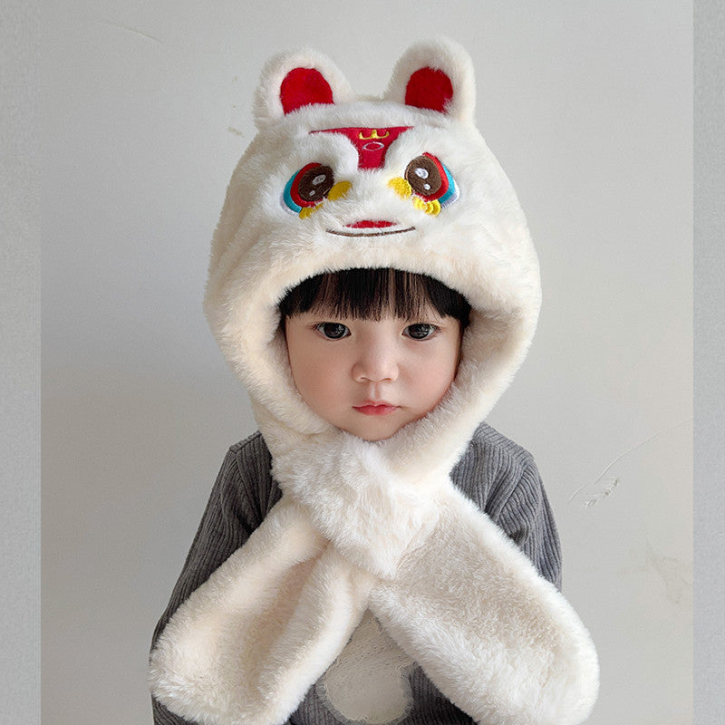 Children's Integrated Winter Cute Lion Plush Earmuffs Kids' Headwear