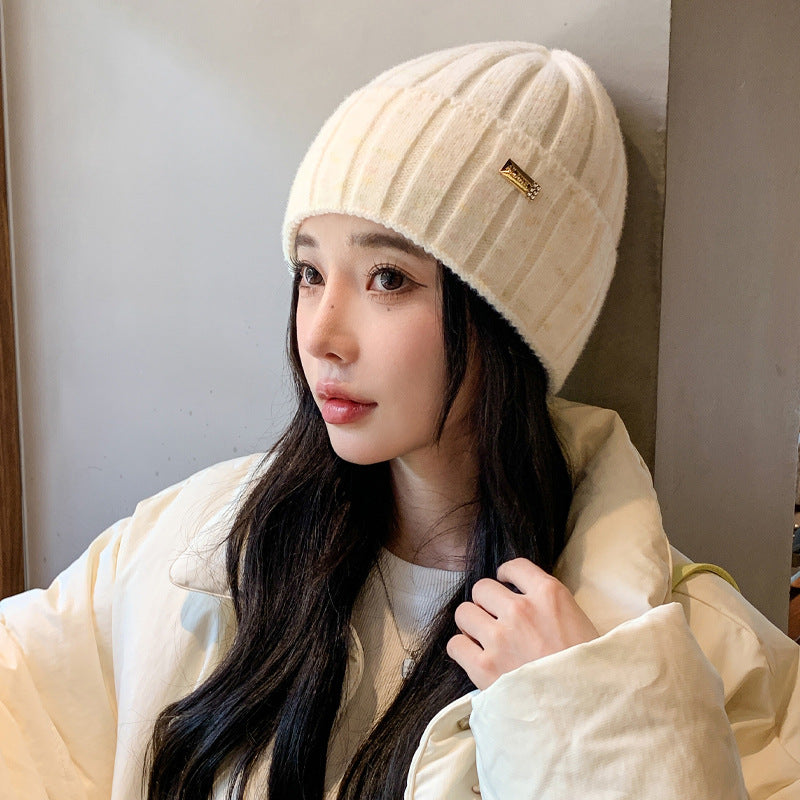 Women's Korean Hat Fashion Color Knitted Woolen Winter Hats & Caps