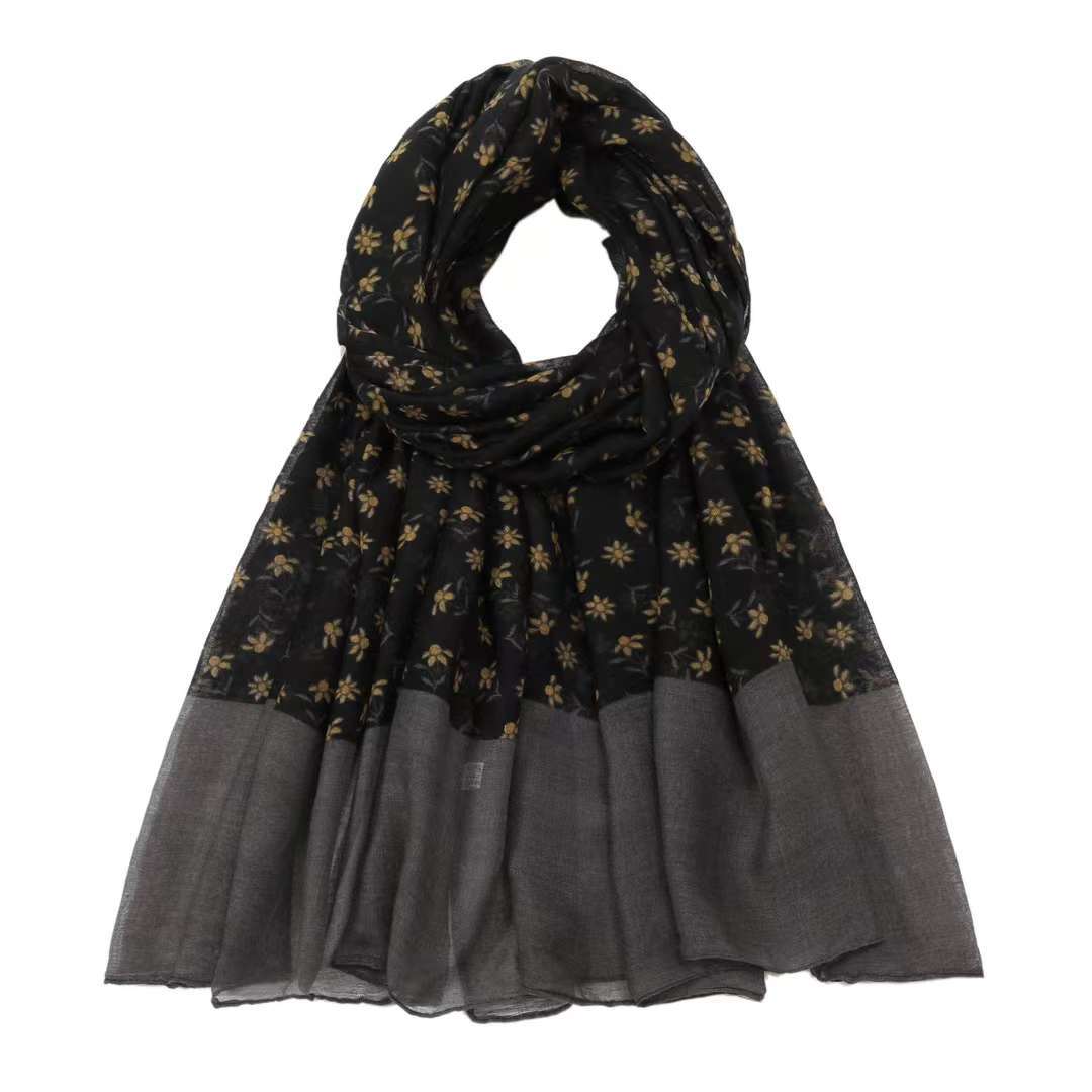 Versatile Vintage Printed Voile Breathable Elegant Lightweight Sun Scarfs