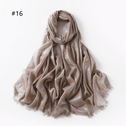 Women's Color Soft Thin Golden Sier Cord Scarfs