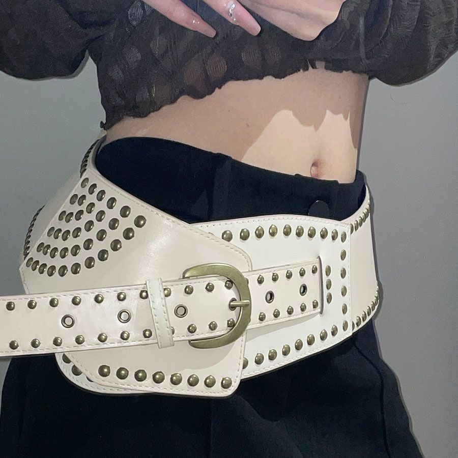 Women's Punk Rivet Retro Artistic Widened Decoration Belts