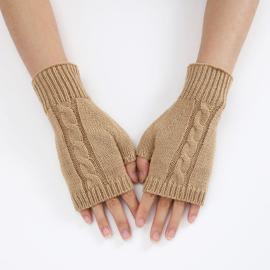 Women's & Men's Dew Half Finger Knitting Wool Warm Gloves