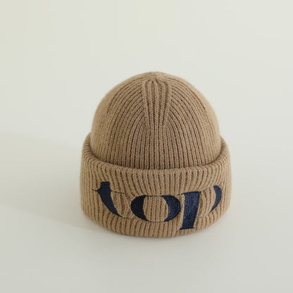 Children's Korean Style Warm Knitted Simple Embroidery Western Boys Kids' Headwear