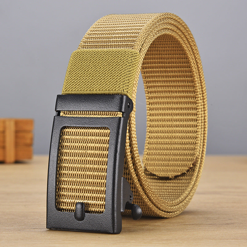 Men's Iron Automatic Buckle Nylon Waistband Outdoor Belts