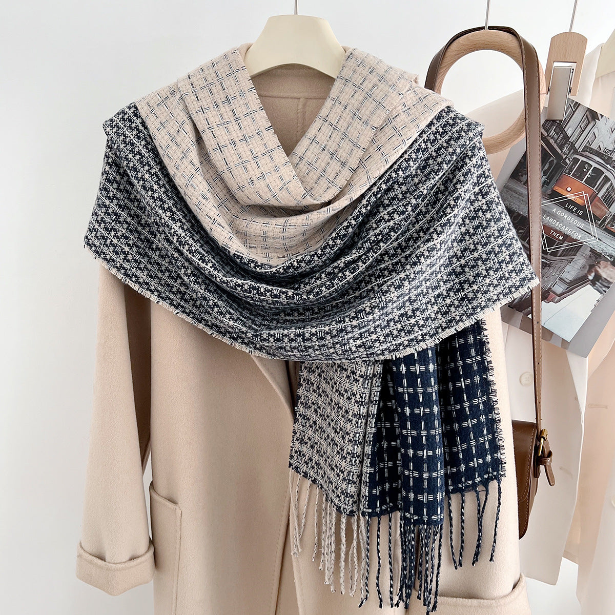 Plaid Artificial Cashmere Temperament Wild Warm Winter Scarfs