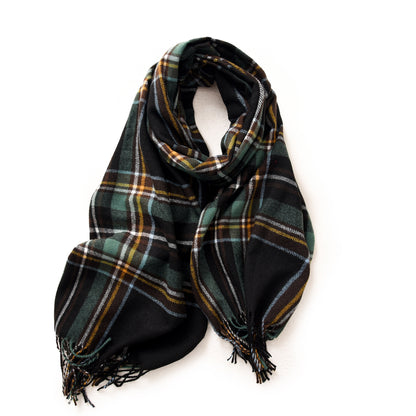 Women's Stall Winter Temperament Plaid Warm Tassel Scarfs