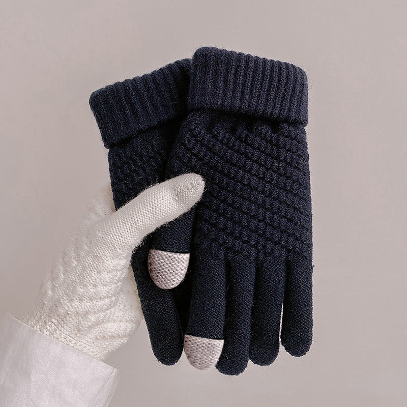 Women's Korean Fleece-lined Warm Touch Screen Cold Protection Gloves