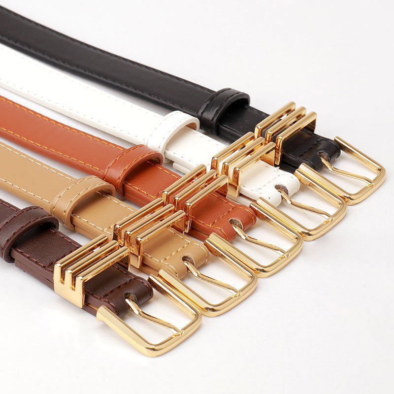 Women's Simple Casual Imitation Leather Pin Buckle Korean Style Belts