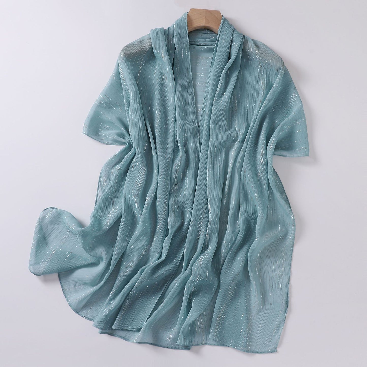 Live Broadcast Chiffon Sier Silk Pleated Long Scarfs