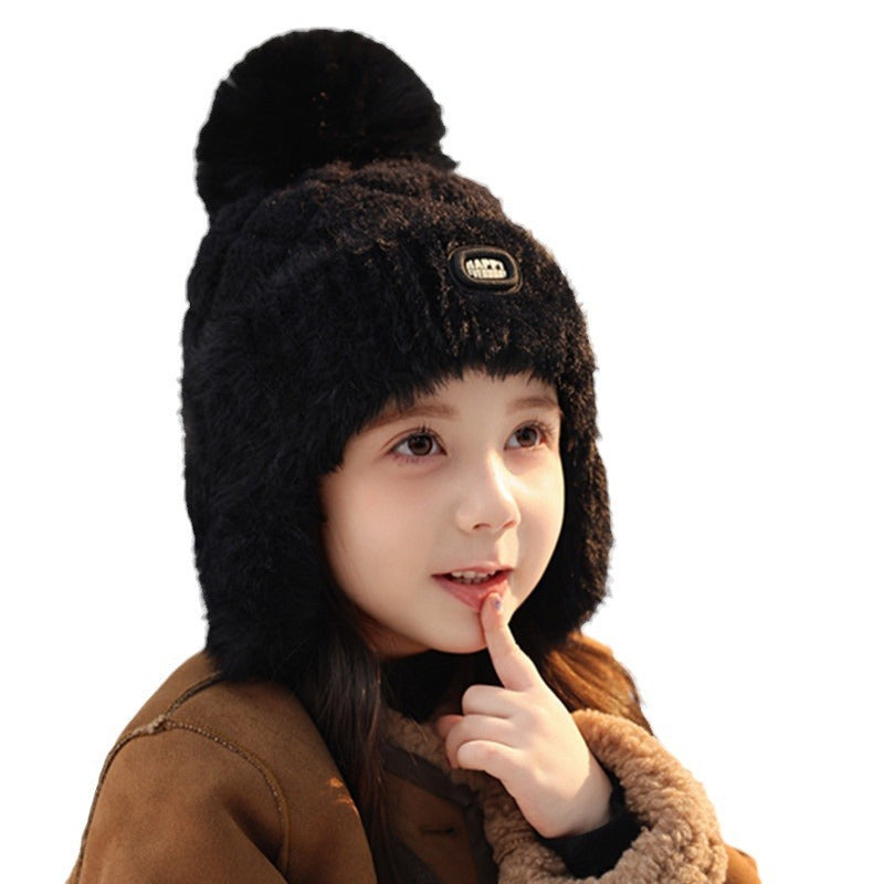 Children's Cute Plush Bonnet Earmuffs Hat Keep Warm Kids' Headwear