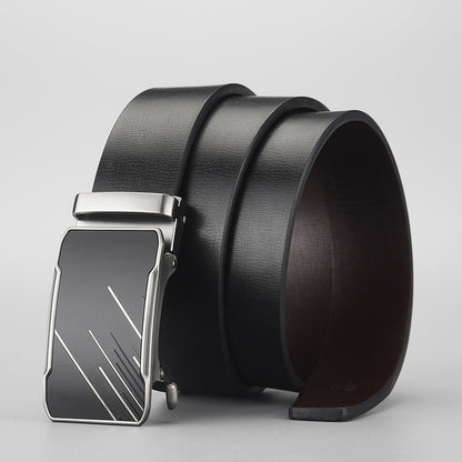 Men's Business Genuine Leather Toothless Automatic Buckle Belts