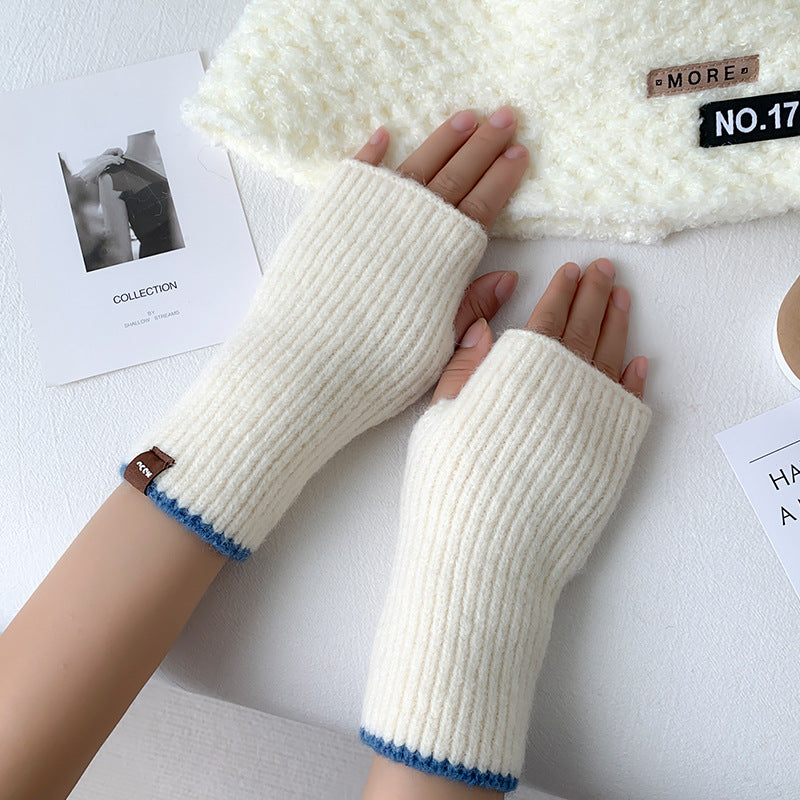 Women's Knitted Half Winter Fingerless Finger Writing Gloves