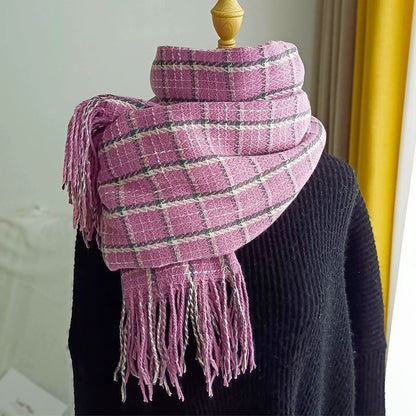 Women's & Men's Korean Style Winter Cashmere Vintage Plaid Scarfs