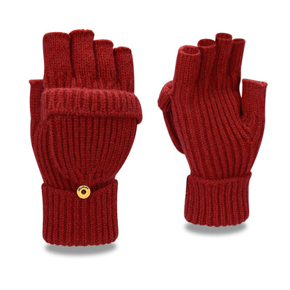 Women's & Men's Winter Half Finger Flip Knitted Thickened Warm Wool Gloves