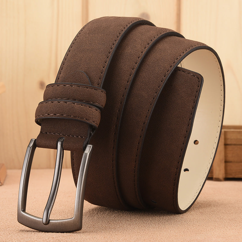 Men's Suede Pin Buckle Korean Green Business Belts