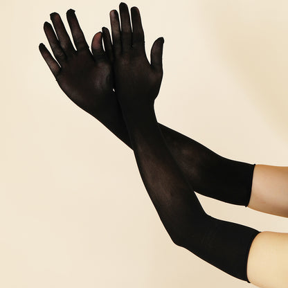 Black Seamless Stockings Silky Elastic Five-finger Gloves