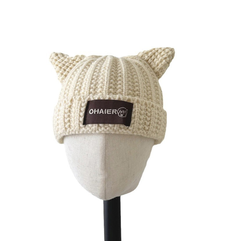 Children's Hat Cute Horn Warm Knitted Wool Kids' Headwear