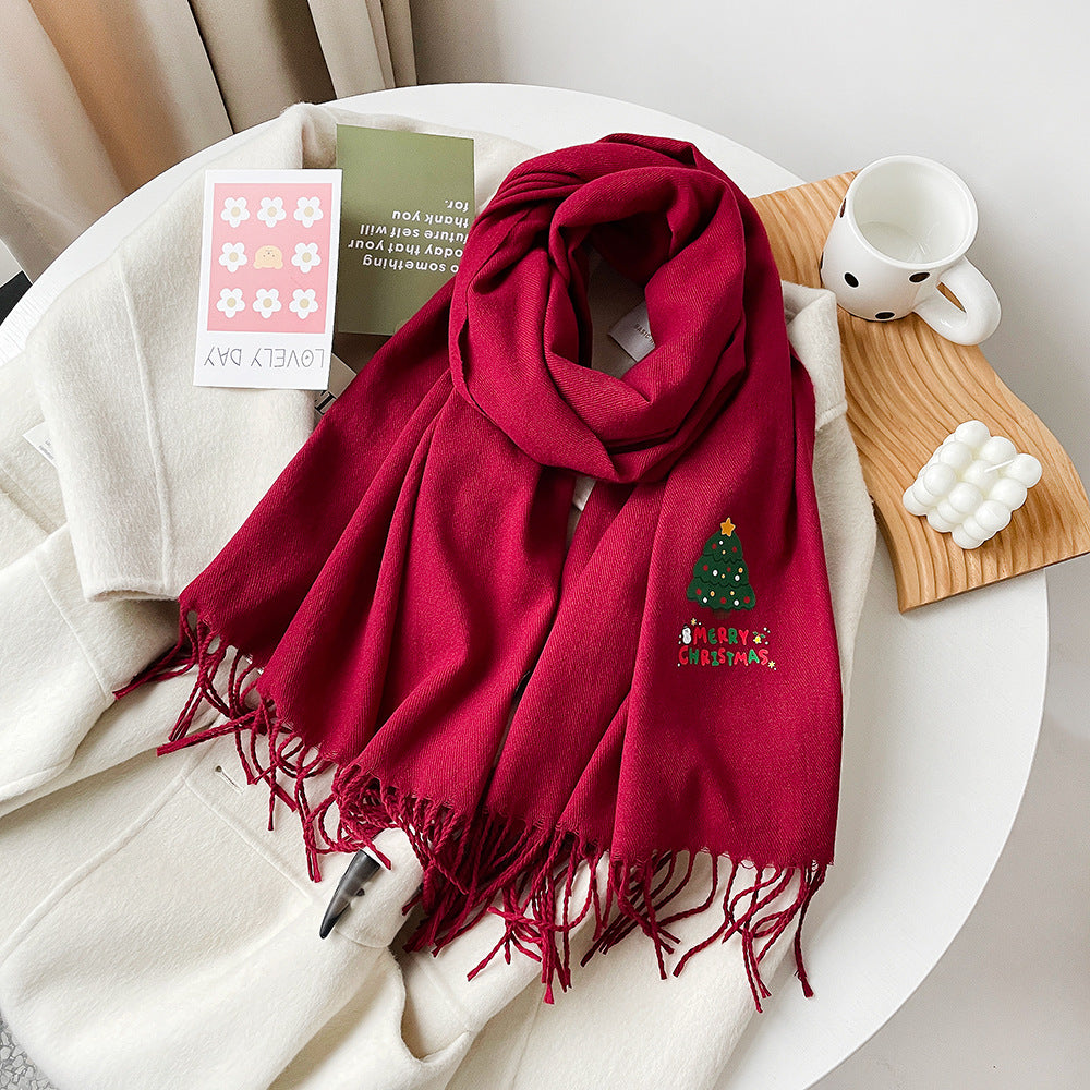 Women's High-grade Bear Cashmere Couple Christmas Atmosphere Scarfs