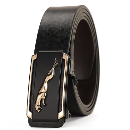 Men's Leather Inner Wear Pattern Toothless Automatic Buckle Belts