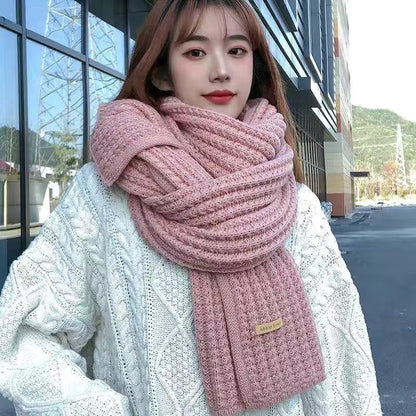 Women's & Men's Pure Color Knitted Wool Keep Warm Scarfs