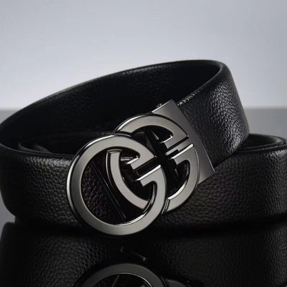 Men's Alloy Letter Automatic Buckle Cowhide Simple Belts