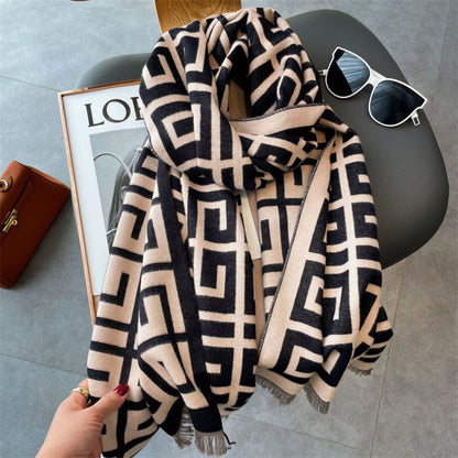 Women's Live Broadcast Artificial Cashmere Geometric Jacquard Scarfs