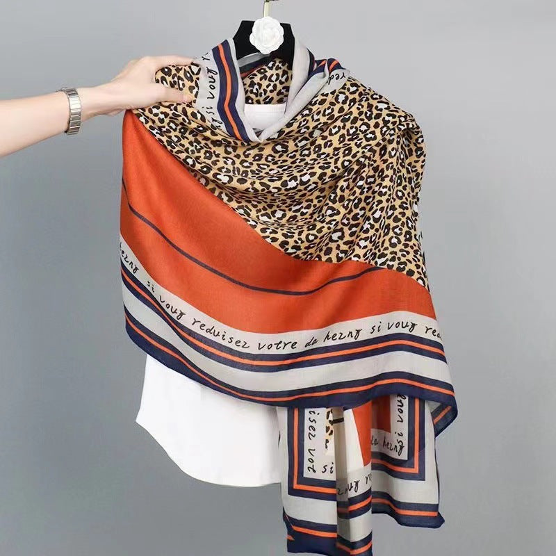 Broadcast Korean Style Printed Cotton Linen Classic Scarfs