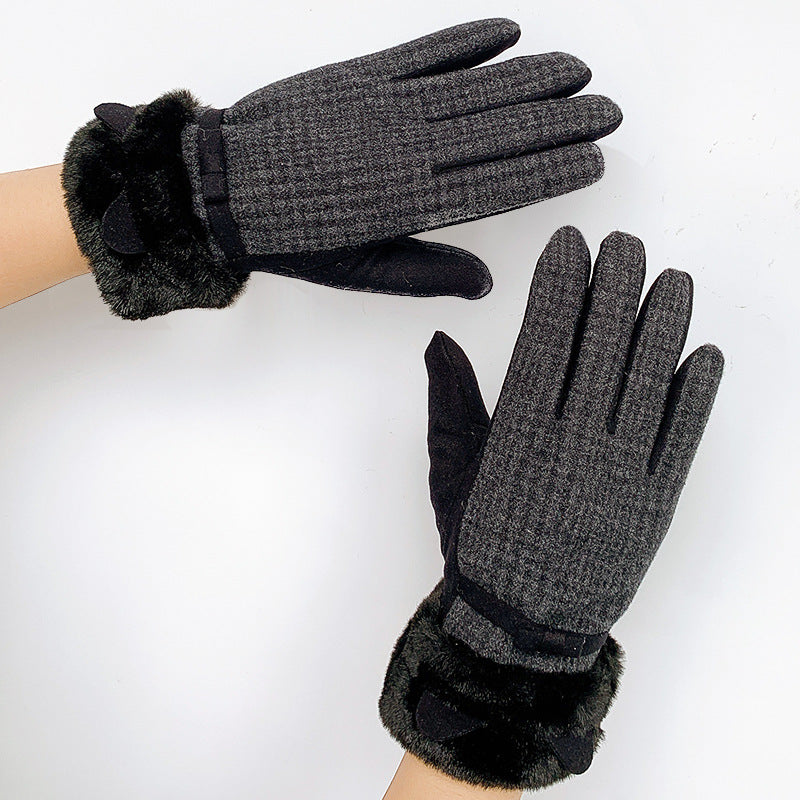 Women's For Winter Fleece-lined Thick Suede Touch Gloves