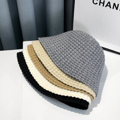 Women's Knitting Bucket Hat Plain Korean Trendy Hats & Caps