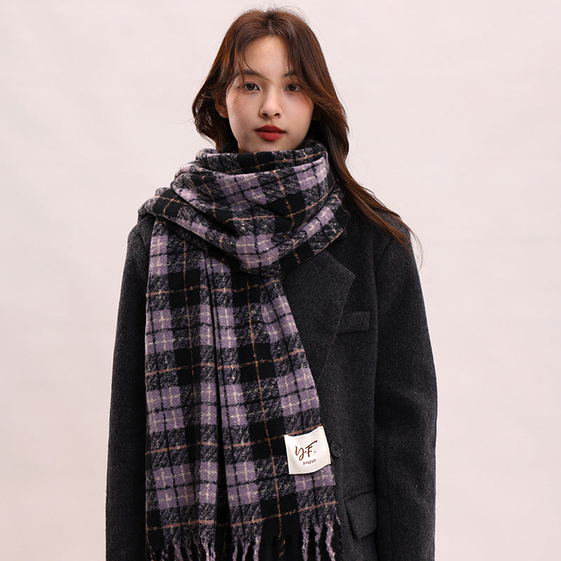 Women's Plaid Korean Thickened British Shawl High-grade Scarfs