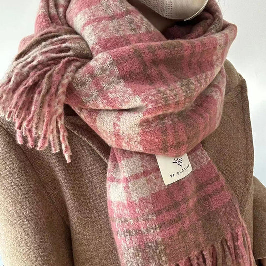 Women's Warm Dry Rose Pink White Soft Scarfs