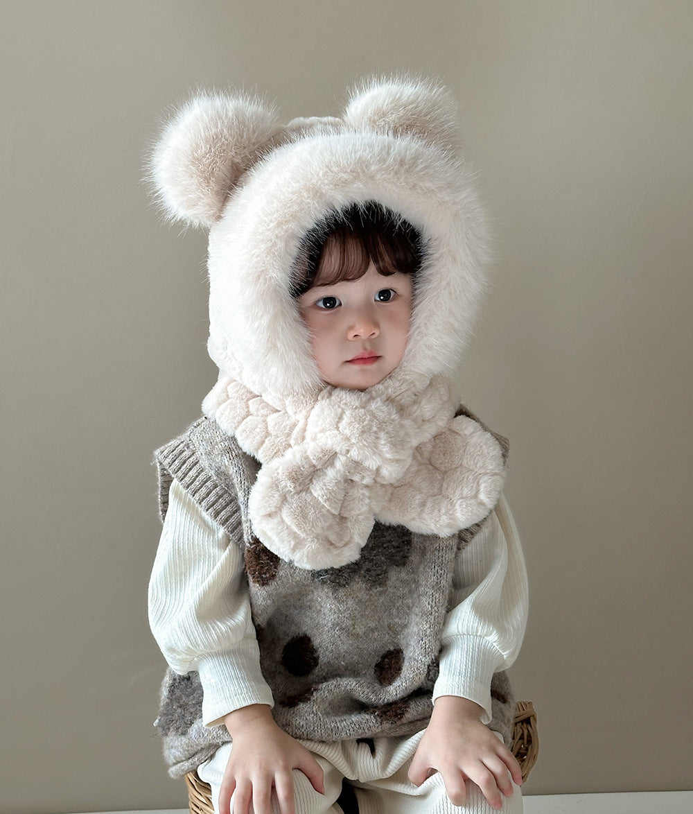 Children's Hat Integrated Winter Cute Bear Earmuffs Kids' Headwear