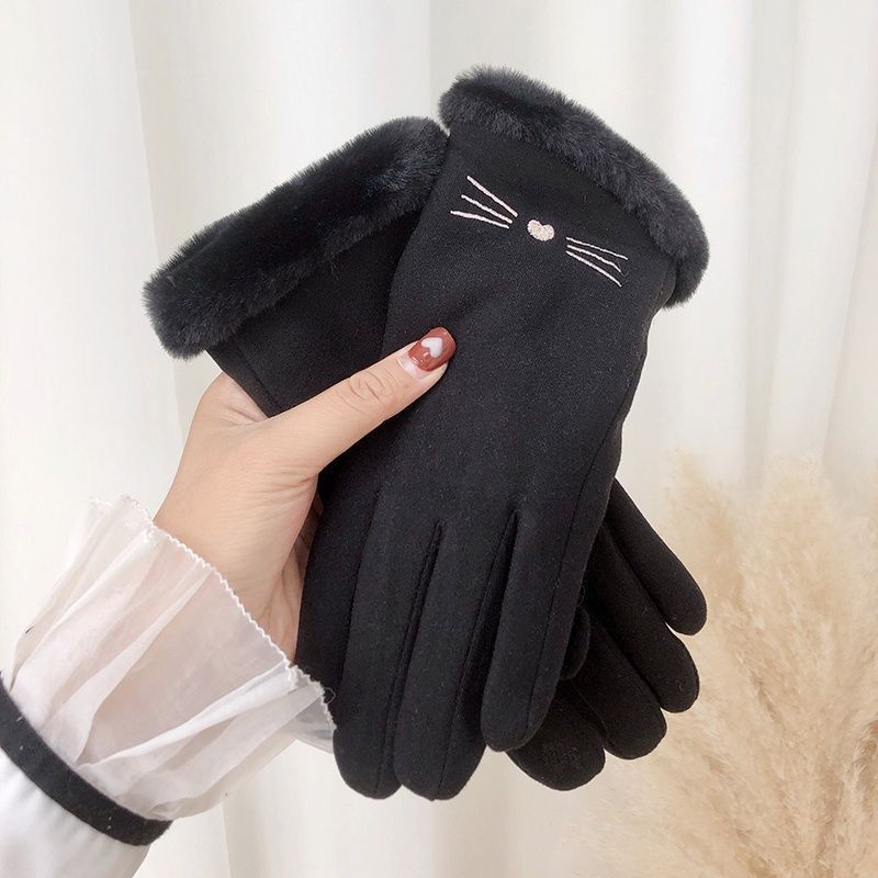 Women's Winter Warm Veet Padded Thickened Riding Driving Gloves