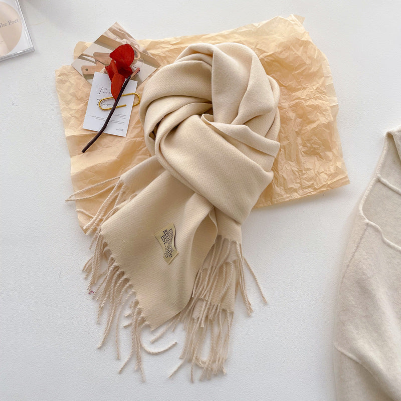 Color Artificial Cashmere Female Winter Korean Thick Warm Scarfs