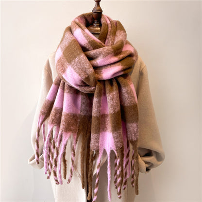 Women's & Men's Artificial Cashmere Plaid Warm Lengthened Thickened Scarfs