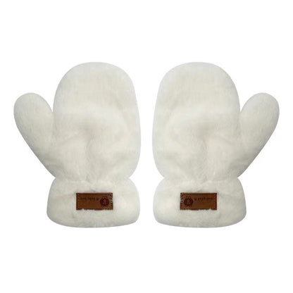 Winter Fleece-lined Imitation Rabbit Fur Mittens Plush Warm Gloves