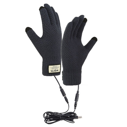 Men's Charging Heating Touch Screen Wool Fleece-lined Thickened Gloves